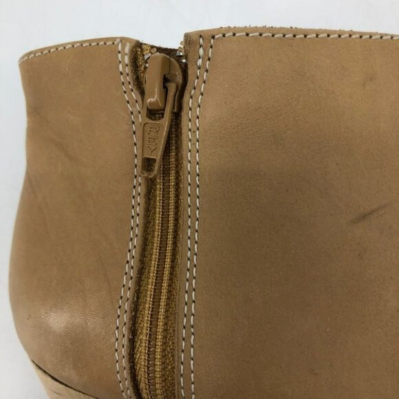 Rachel Comey Tan leather heeled ankle booties peep toe cross cross  7 - Picture 15 of 16